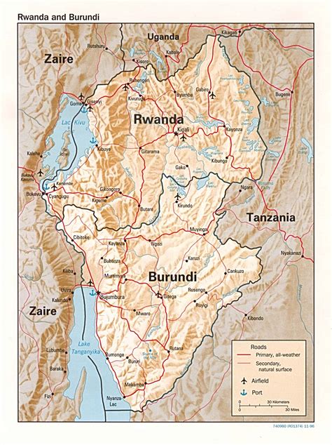 Map Of Burundi Relief Map Online Maps And Travel