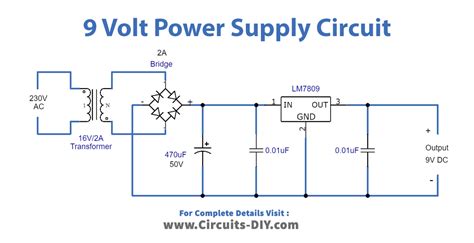 9v Power Supply Circuit Using Lm7809 Voltage Regulator Ic