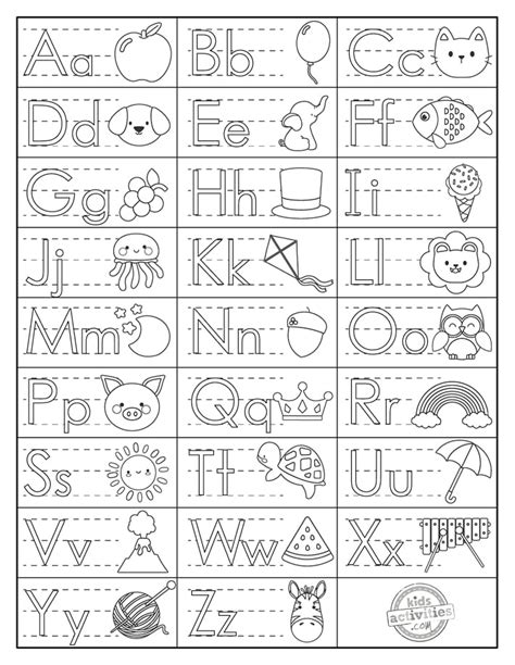 Alphabet Printable Chart Coloring Pages