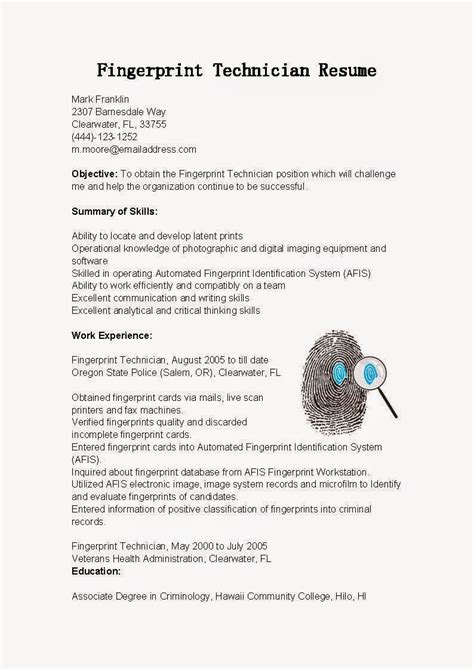 Dear sir, please consider this letter as an application for instructor/visiting lecturer in your department. Resume Samples: Fingerprint Technician Resume Sample