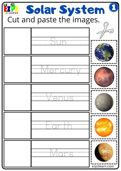 Solar System Cut And Paste Worksheet 1 For Kids