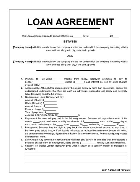 Free Loan Agreement Templates Word PDF Template Lab