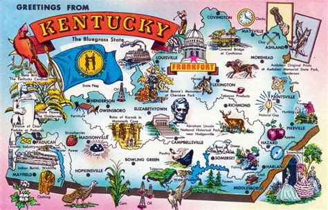 Detailed Tourist Illustrated Map Of Kentucky State Kentucky State