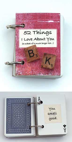 52 Things I Love About You Book Made With Playing Cards Diy Vale