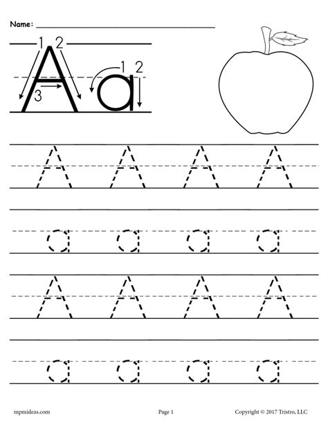 Free Printable Letter A Tracing Worksheet Supplyme