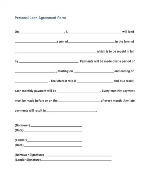 FREE Personal Loan Agreement Forms In PDF MS Word