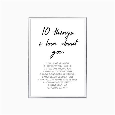 10 Things I Love About You Print Etsy Uk