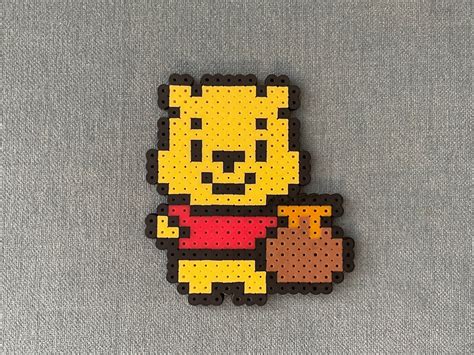 Winnie The Pooh With A Honey Pot Bear Chibi Cute Magnet Perler Bead Art