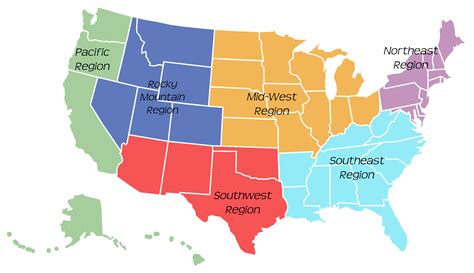 Map Of United States With Regions Labeled