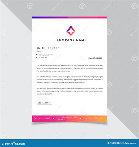 Gradient Color Letterhead Design Template Stock Vector Illustration