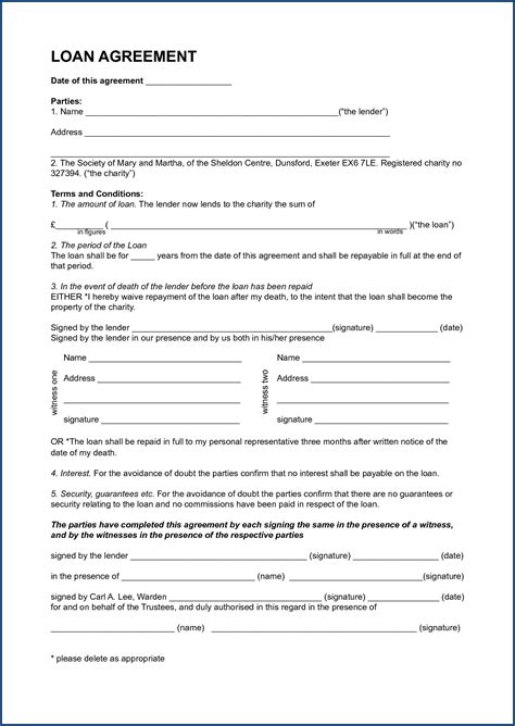 Free Printable Loan Contract Between Friends