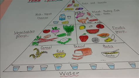 How To Draw Food Pyramid Food Pyramid Drawing Youtube