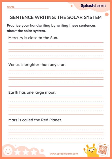 Sentence Writing The Solar System — Printable Ela Worksheet