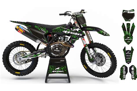 Custom Dirt Bike Graphics Kit Alpinestars Adn A28gn Green Custom