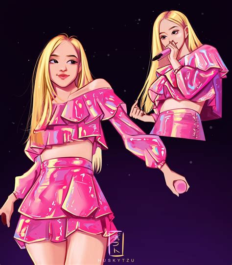 Twitter Rosé fanart Pink drawing Blackpink fashion