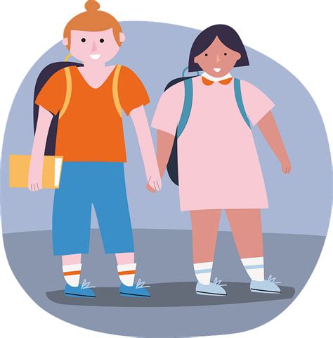 Kids Walking To School Clipart