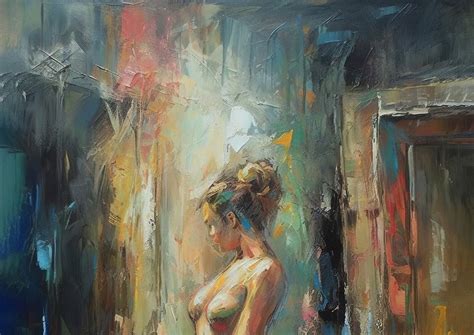 Alluring 8 X6 Impressionist Oil Painting Print Female Nude Model Art