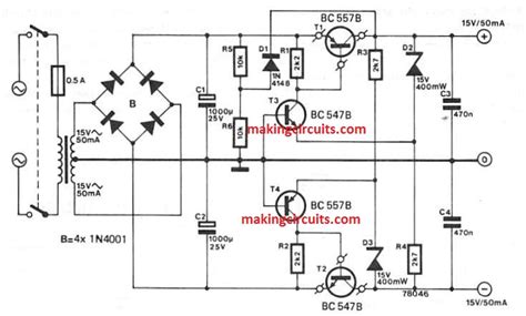 Schematic Diagram Of Regulated And Unregulated Power Supply Circuit