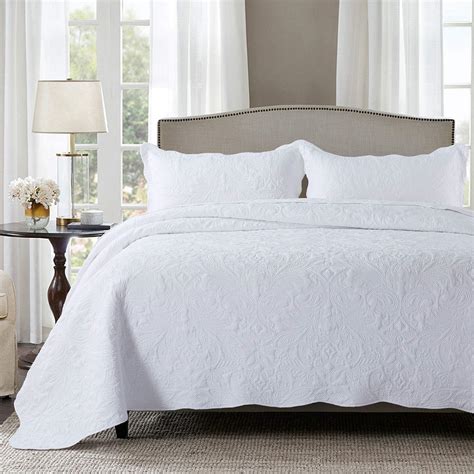 Brandream White Quilts Set Queen Size Bedspreads Farmhouse Bedding 100