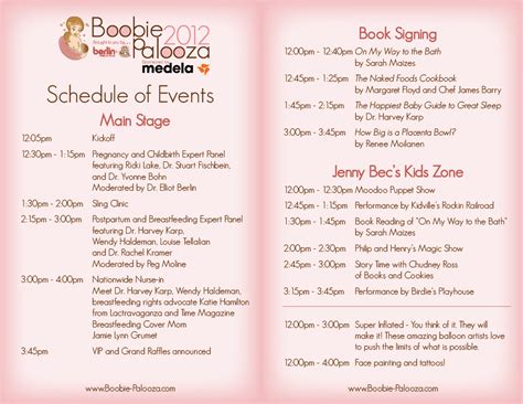 What are you waiting for? 2012 Schedule of Events « Boobie-Palooza 2012 | Baby ...