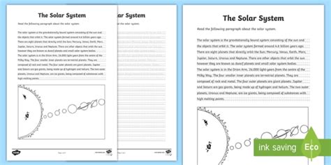 The Solar System Handwriting Worksheet Worksheet