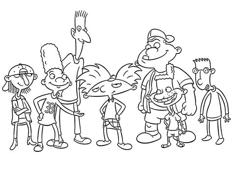 Hey Arnold Characters Coloring Page Free Printable Coloring Pages