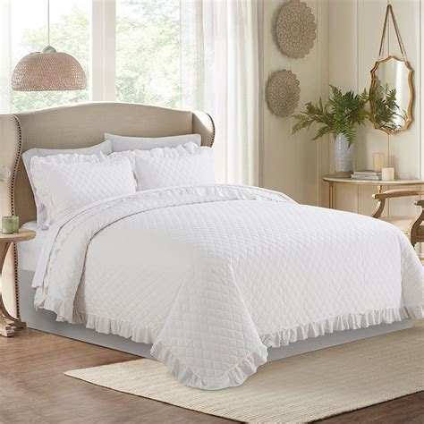 Jml 3 Piece Quilt Set Queenstone Washed Microfiber Bedspread Coverlet