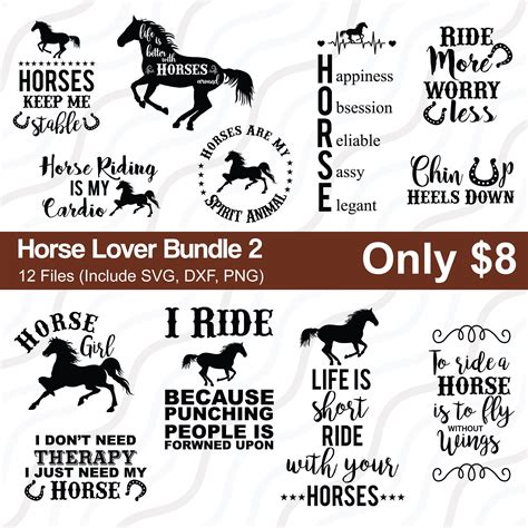 Horses Bundle Svg Horse Lover Svg Horse Quote Horse Svg Cut Table