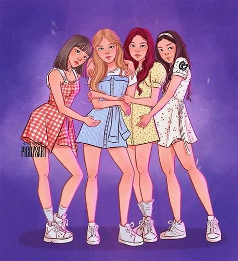 Blackpink By PIGGYSART Best Friend Drawings Kpop Drawings Cute