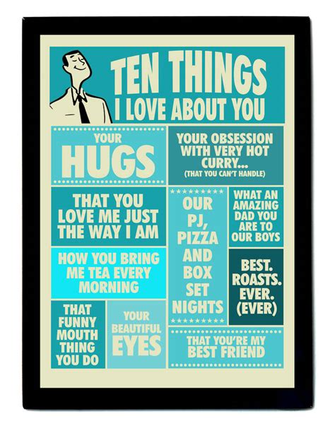 Ten Things I Love About You Personalised Print For Him By Tea One