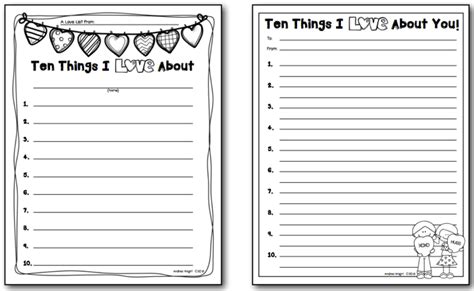 Creating Readers And Writers Ten Things I Love About You Writing