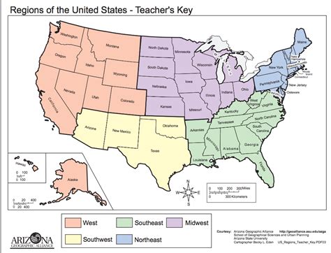 Map Of The United States By Regions Printable