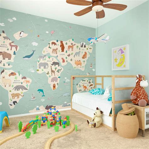 Childrens World Map Medium By Origin Murals Multi Mural