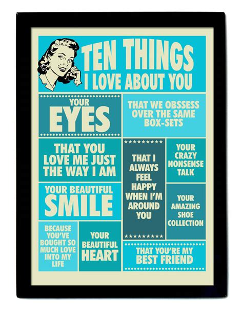 Ten Things I Love About You Personalised Print For Her By Tea One