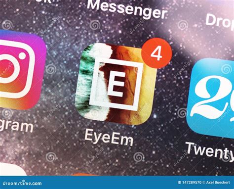 Eyeem Mobile App On Smartphone Display Editorial Image Image Of