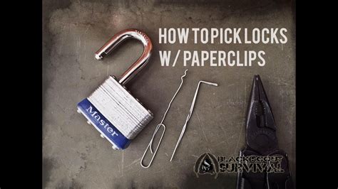 This is for educational purposes so if you were to lock yourself out (like i have) or lost the key to your desk or file cabinet, you aren't screwed. Pick Locks with Paperclips - YouTube