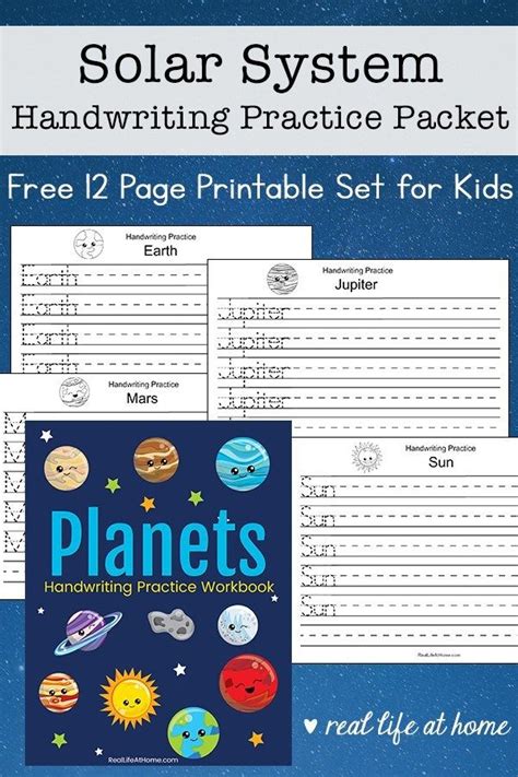 Solar System Handwriting Free Printables Packet For Kids Handwriting