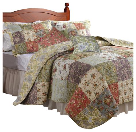 Full Queen Size 100 Cotton Floral Paisley Reversible Quilt Set