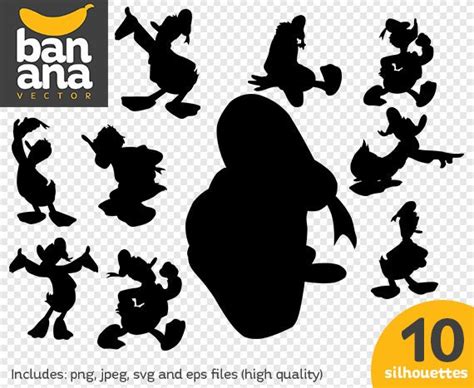 Venta Donald Duck Silhouettes Png  Svg Eps Archivos De Alta Etsy