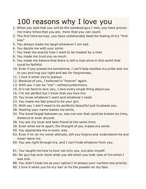 100 Reasons Why I Love You Reasons Why I Love You Reasons I Love You