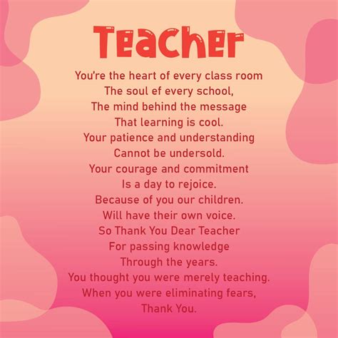 Special Teacher Poems