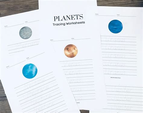 Planets Tracing Worksheets Solar System Writing Template Space Activity