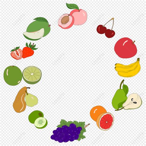 Gambar Buah Buahan Png Fruits And Berries Frame Vector Png Free