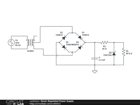 Zener Regulated Power Supply Circuitlab