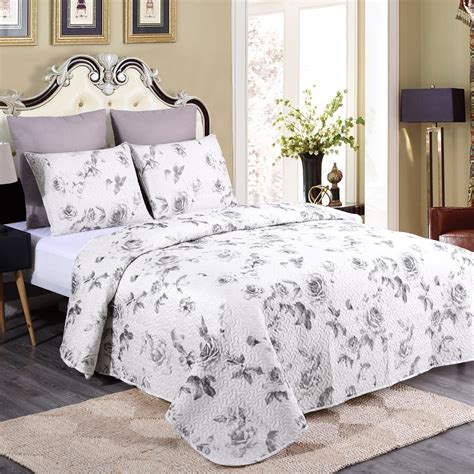 Jml 3 Piece Quilt Set Queen Size 88x92lightweight Printed Microfiber