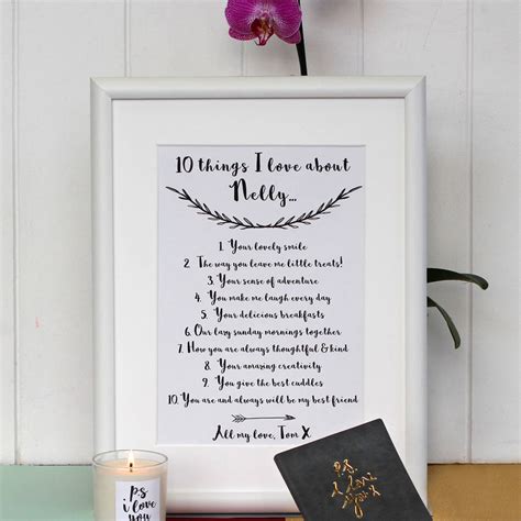 Personalised Ten Things I Love About You Print By Posh Totty Designs