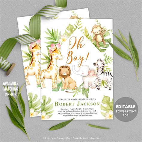 Come and visit our site, already thousands of classified ads await you. Jungle Baby Shower Invitation Template, Editable Safari ...