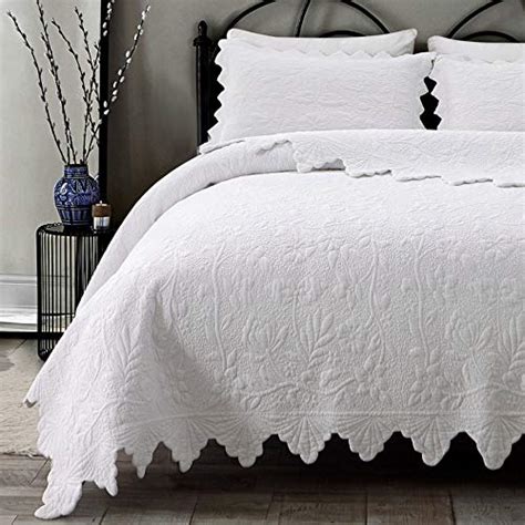 Brandream White Quilts Set Queen Size Bedspreads Farmhouse Bedding 100