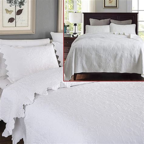 Brandream 6pc White Quilts Set Queen Size Bedspreads