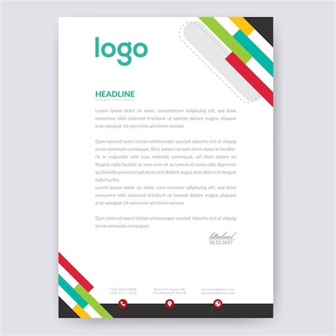 Colorful Letterhead Design Premium Vector